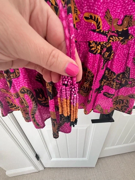 FARM Rio Pink Multicolor Long Sleeve Tiered Mini Dress - Picture 2 of 8